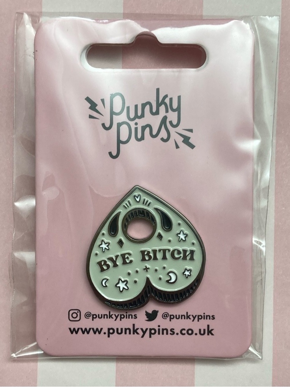 Punky Pins 'Bye B' Heart Planchette Enamel Pin